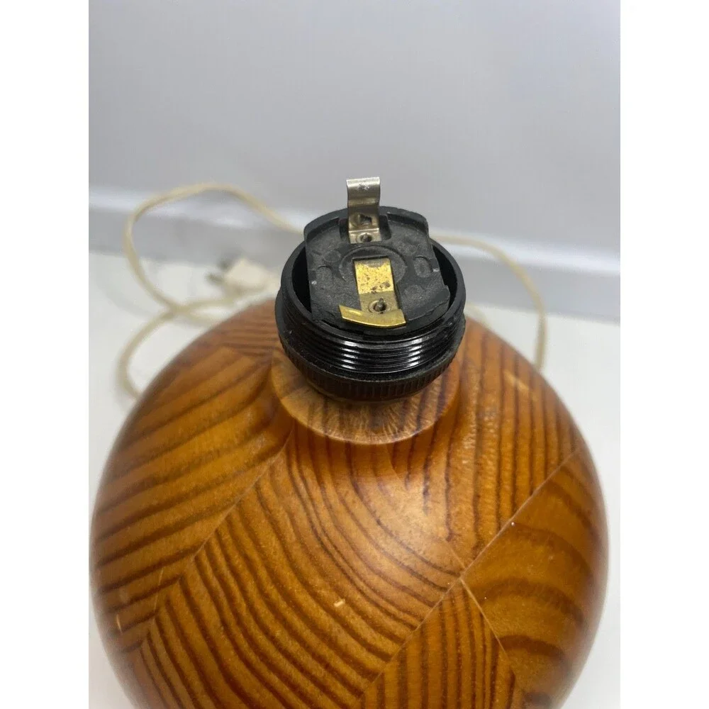 Vintage Ikea round designer pine Table Lamp Scandinavian Design MCM